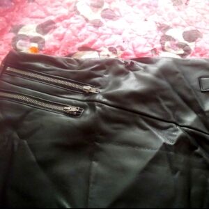 Black Faux Leather Skirt with Zipper Details